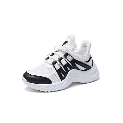 Модерни дамски маратонки висок модел от еко кожа и текстил