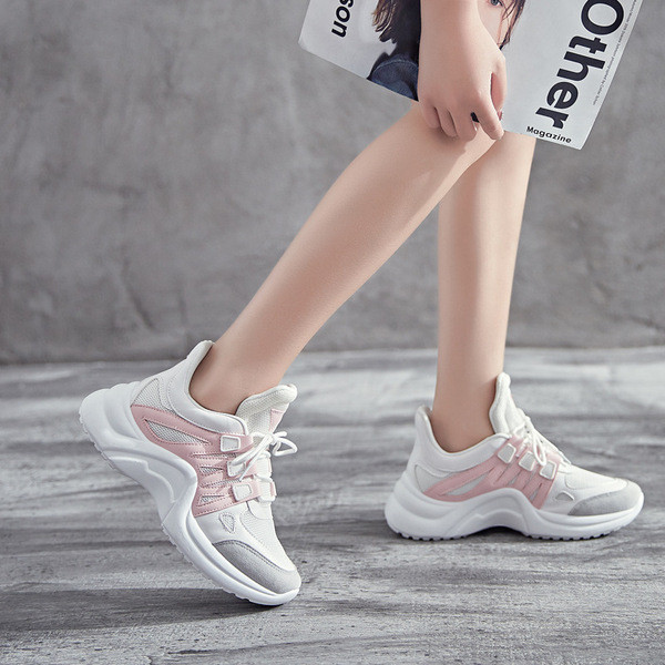 Модерни дамски маратонки висок модел от еко кожа и текстил