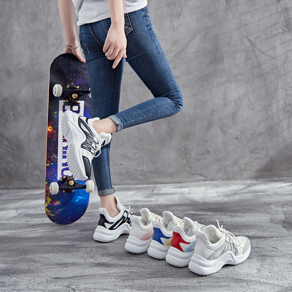 Модерни дамски маратонки висок модел от еко кожа и текстил