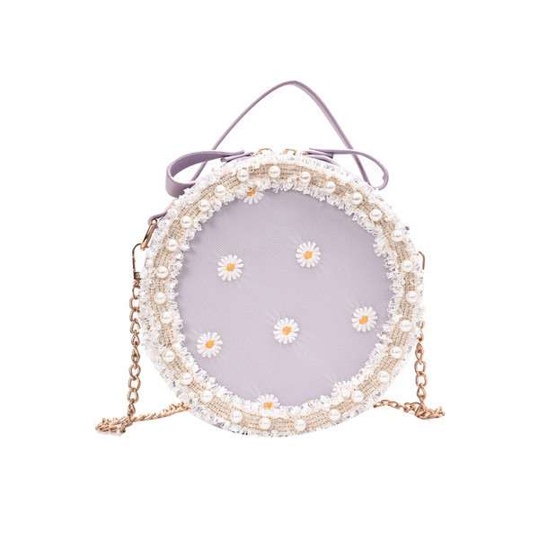 Modern női kerek táska dekorgyöngyökkel