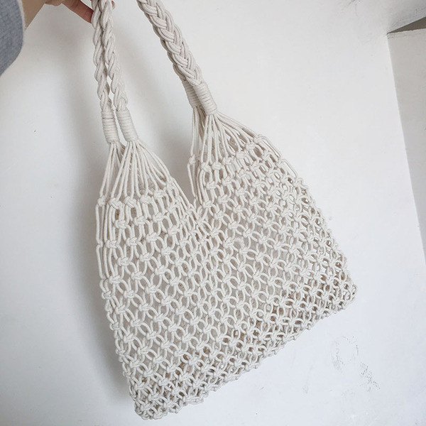 Įprastas moteriškas megztas krepšio platus modelis