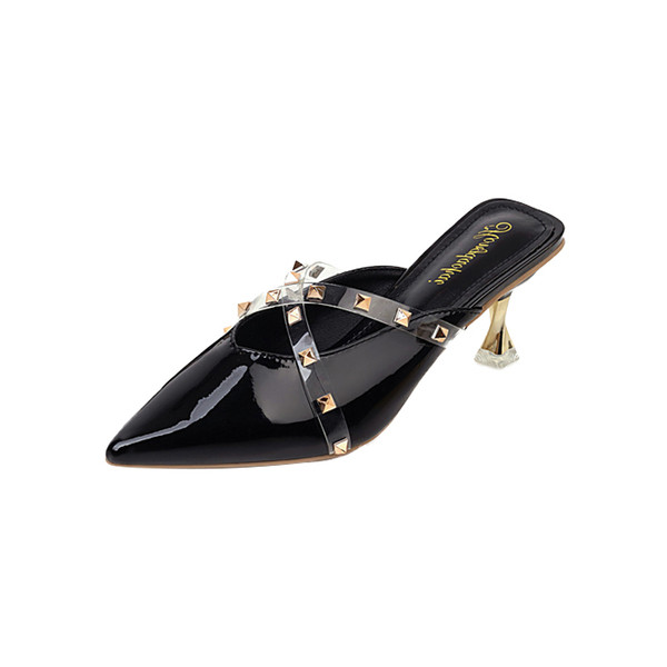 Elegantiškos moteriškos šlepetės su kulnu ir akutėmis