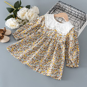 Modern, hosszú ujjú, virágmintás gyerekruha lányoknak