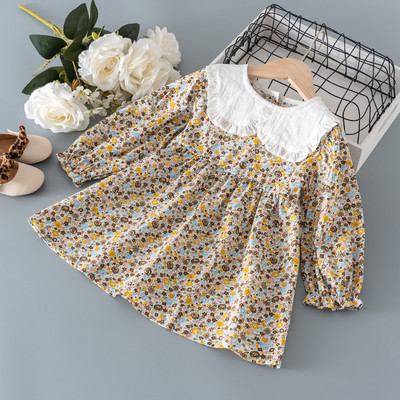 Modern, hosszú ujjú, virágmintás gyerekruha lányoknak