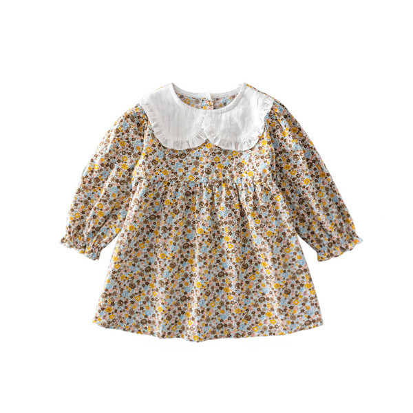 Modern, hosszú ujjú, virágmintás gyerekruha lányoknak