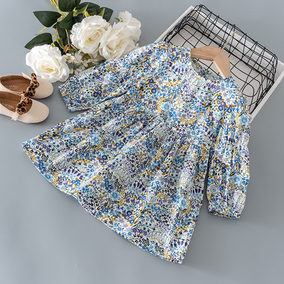 Testreszabott, hosszú ujjú, virágmintás gyerekruha lányoknak