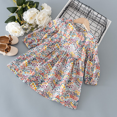 Testreszabott, hosszú ujjú, virágmintás gyerekruha lányoknak