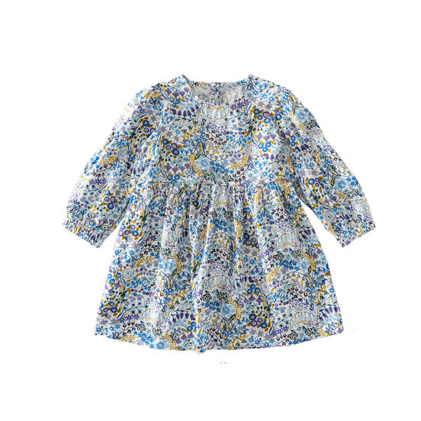 Testreszabott, hosszú ujjú, virágmintás gyerekruha lányoknak