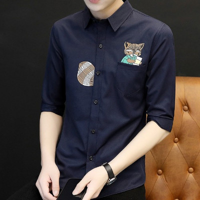 Alkalmi férfi ing rátéttel és 3/4-es ujjal