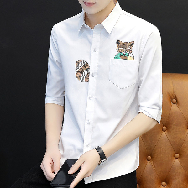 Alkalmi férfi ing rátéttel és 3/4-es ujjal