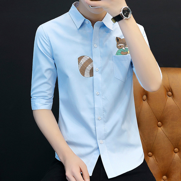 Alkalmi férfi ing rátéttel és 3/4-es ujjal