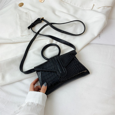 Eko bőrből készült stílusos női mini táska kerek fogantyúval