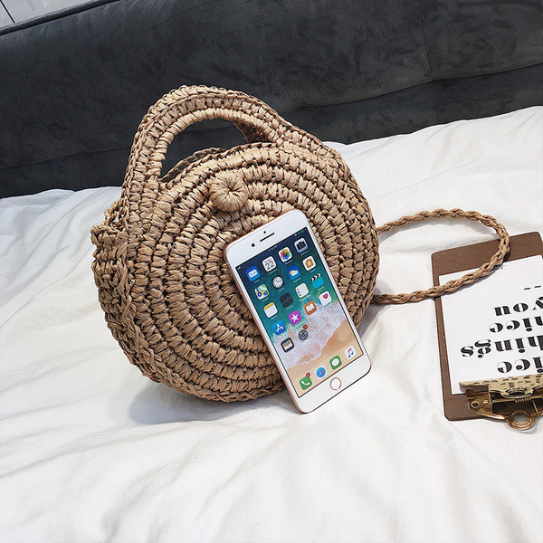 Modernus moteriškas megztas krepšys trumpa rankena