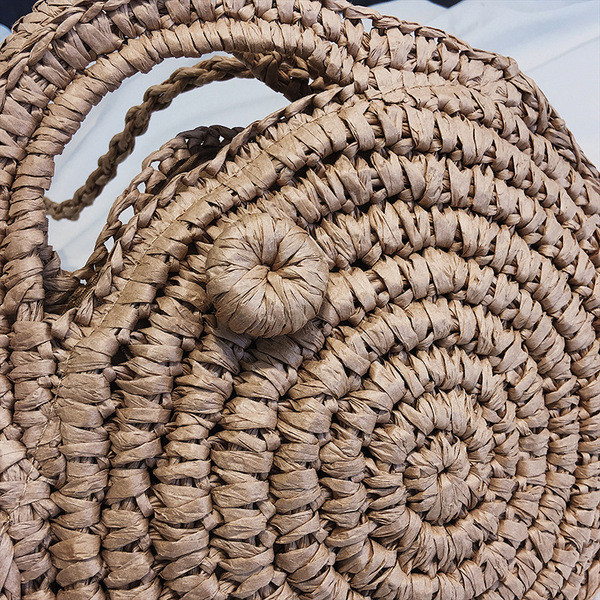 Modernus moteriškas megztas krepšys trumpa rankena