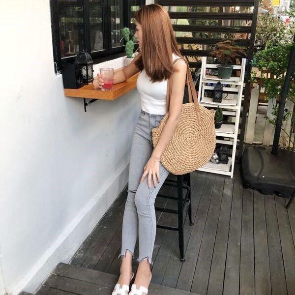 Naiste vabaaja kootud koti lai mudel