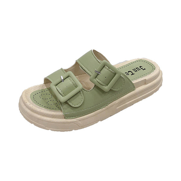 Női bőr papucs lapos talppal