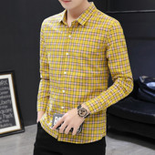 Új modell hosszú ujjú férfi kockás ing