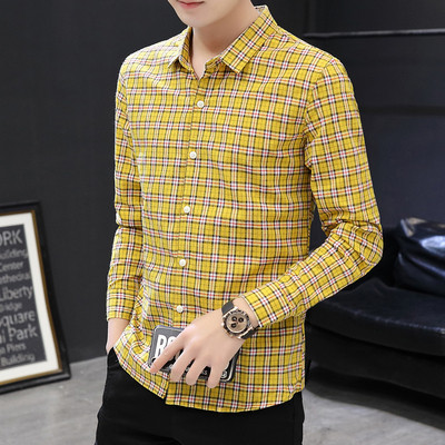 Új modell hosszú ujjú férfi kockás ing