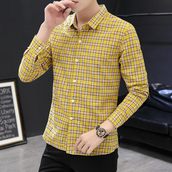 Új modell hosszú ujjú férfi kockás ing