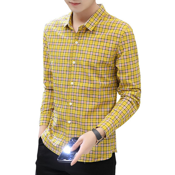 Új modell hosszú ujjú férfi kockás ing