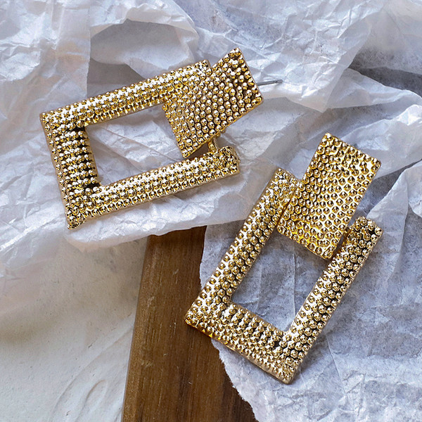 Fém arany fülbevaló téglalap alakú