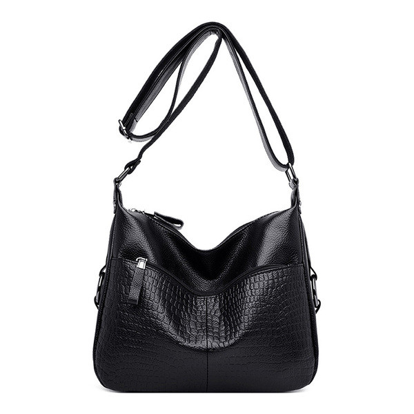 Moderni moteriška rankinė iš eko odos su ilga rankena ir užtrauktuku