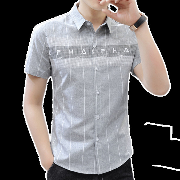 Aktuális férfi ing hímzéssel és rövid ujjal