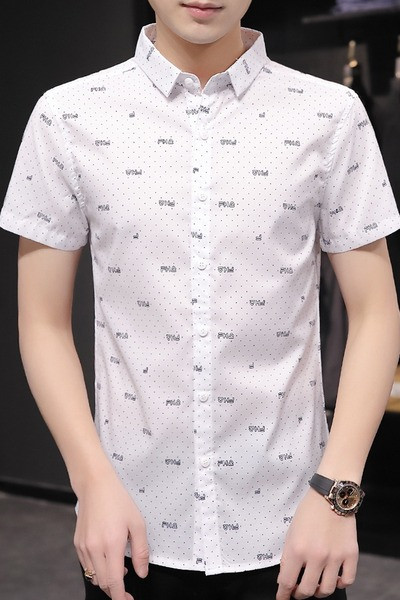 Férfi nyári ing klasszikus gallérral és rövid ujjal