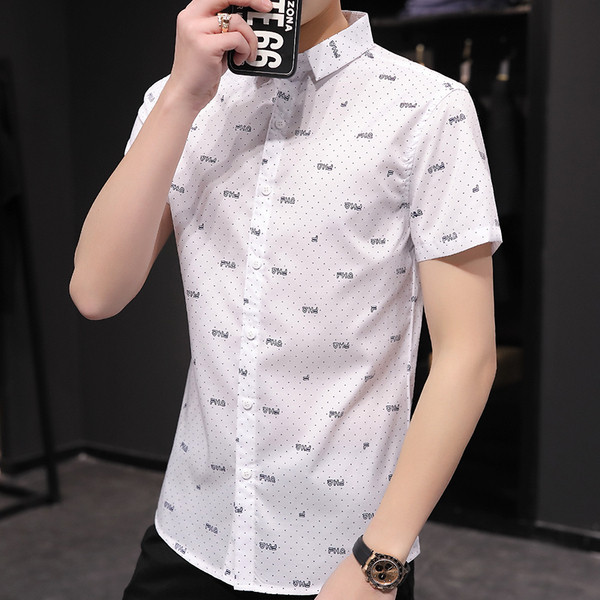 Férfi nyári ing klasszikus gallérral és rövid ujjal