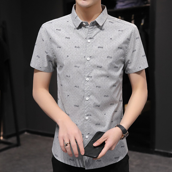 Férfi nyári ing klasszikus gallérral és rövid ujjal