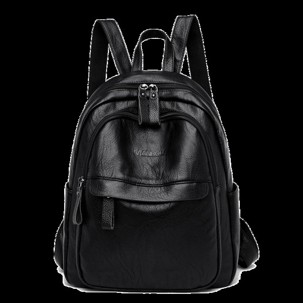 Női bőr hátizsák elülső zsebbel