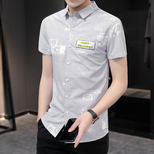 Stílusos férfi ing rátéttel és rövid ujjal