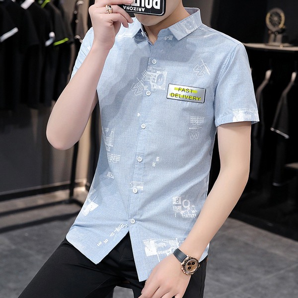 Stílusos férfi ing rátéttel és rövid ujjal