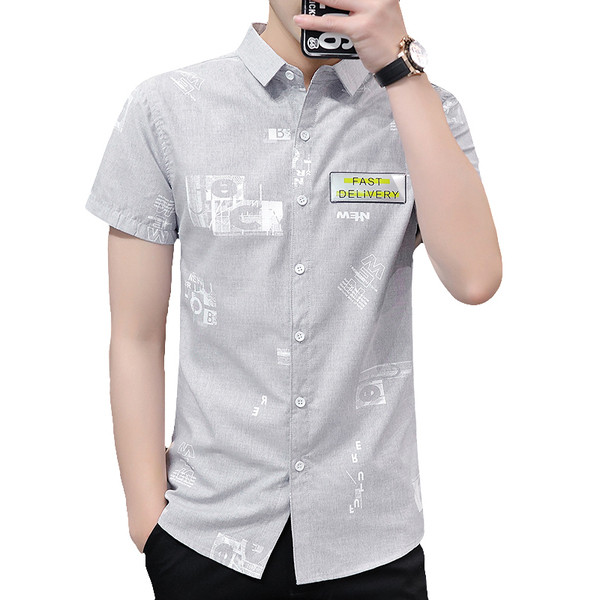 Stílusos férfi ing rátéttel és rövid ujjal