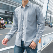 Új modell férfi ing zsebbel és klasszikus gallérral