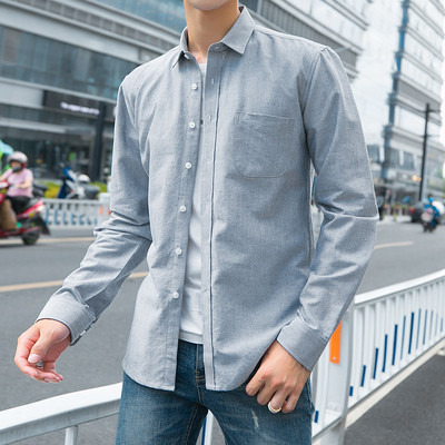 Új modell férfi ing zsebbel és klasszikus gallérral