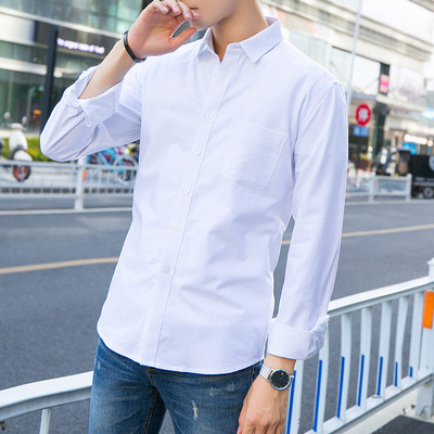 Új modell férfi ing zsebbel és klasszikus gallérral