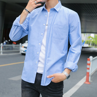 Új modell férfi ing zsebbel és klasszikus gallérral