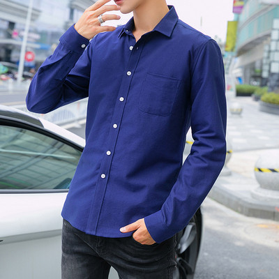 Új modell férfi ing zsebbel és klasszikus gallérral