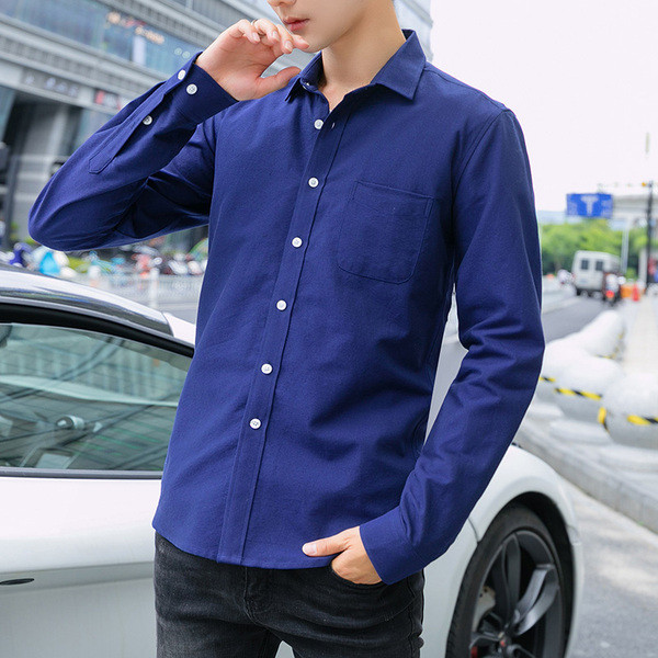 Új modell férfi ing zsebbel és klasszikus gallérral