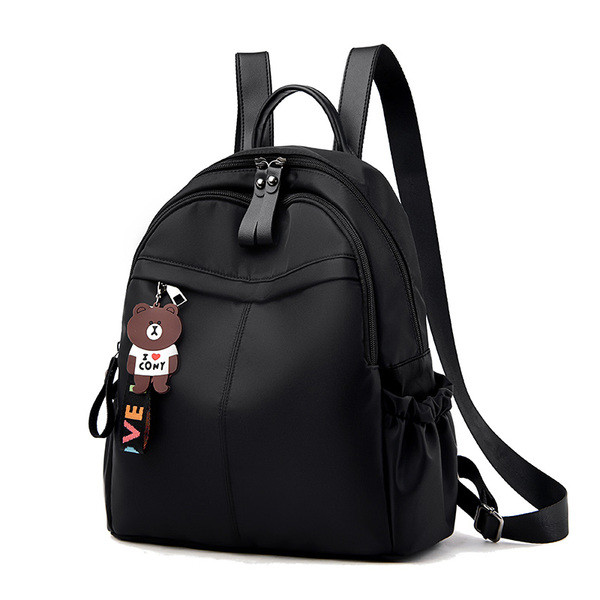 Női textil hátizsák puha fülekkel és színes kiegészítővel