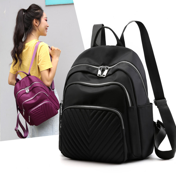 Naujo modelio tekstilinė moteriška kuprinė su priekinėmis kišenėmis