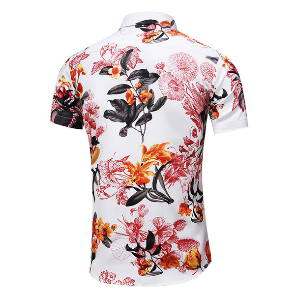 Stiilne lillemotiivide ja lühikeste varrukatega meeste särk