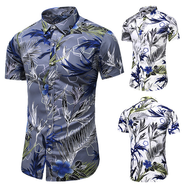 Vyriški marškiniai su gėlių raštu ir klasikine apykakle