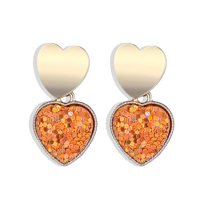 Modern női fülbevaló szív alakú flitterekkel