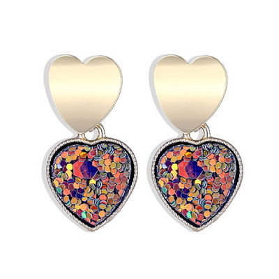 Modern női fülbevaló szív alakú flitterekkel