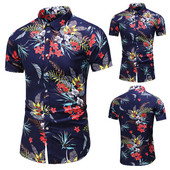 Aktuális férfi rövid ujjú ing és virágmintás