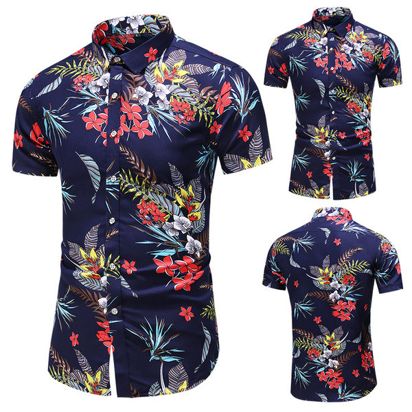 Aktuális férfi rövid ujjú ing és virágmintás