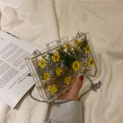 Moderna sieviešu caurspīdīga soma ar ziedu rakstu