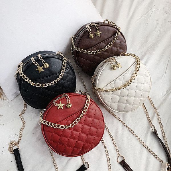 Női mindennapi kerek táska fém medállal